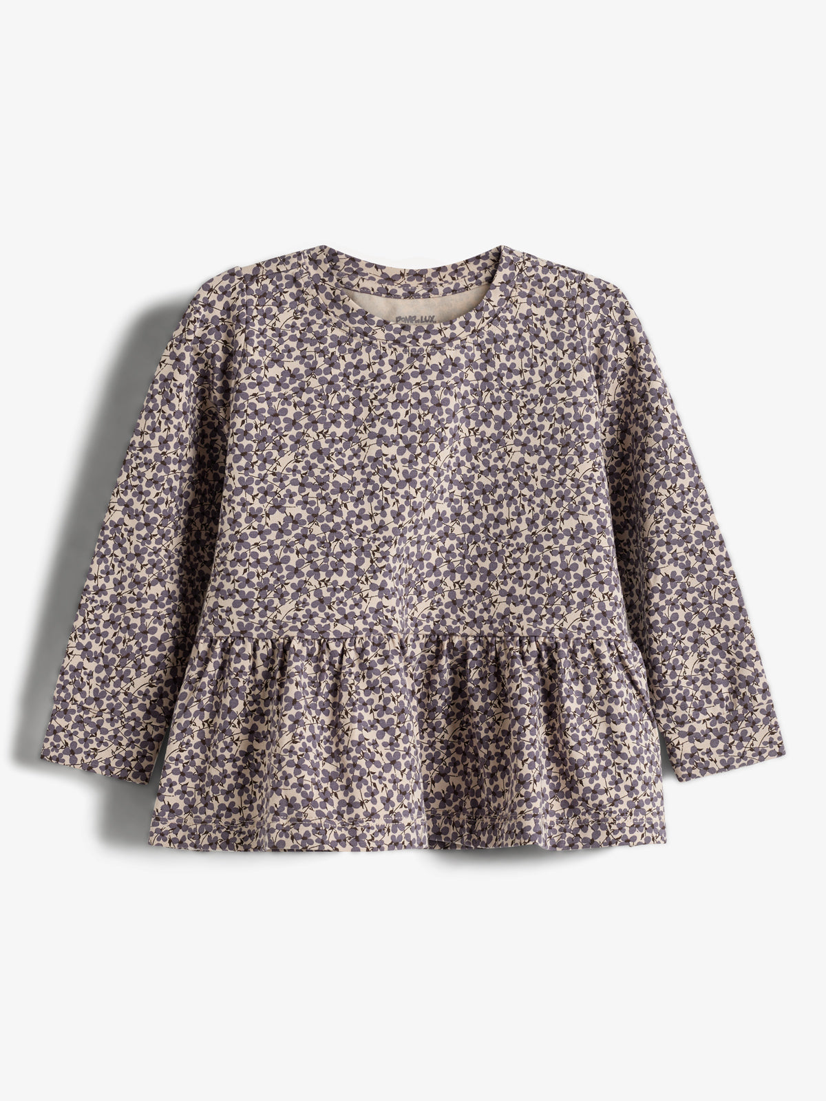 Jersey Peplum Blouse w. Ditsy Print - Little - Dusty Purple