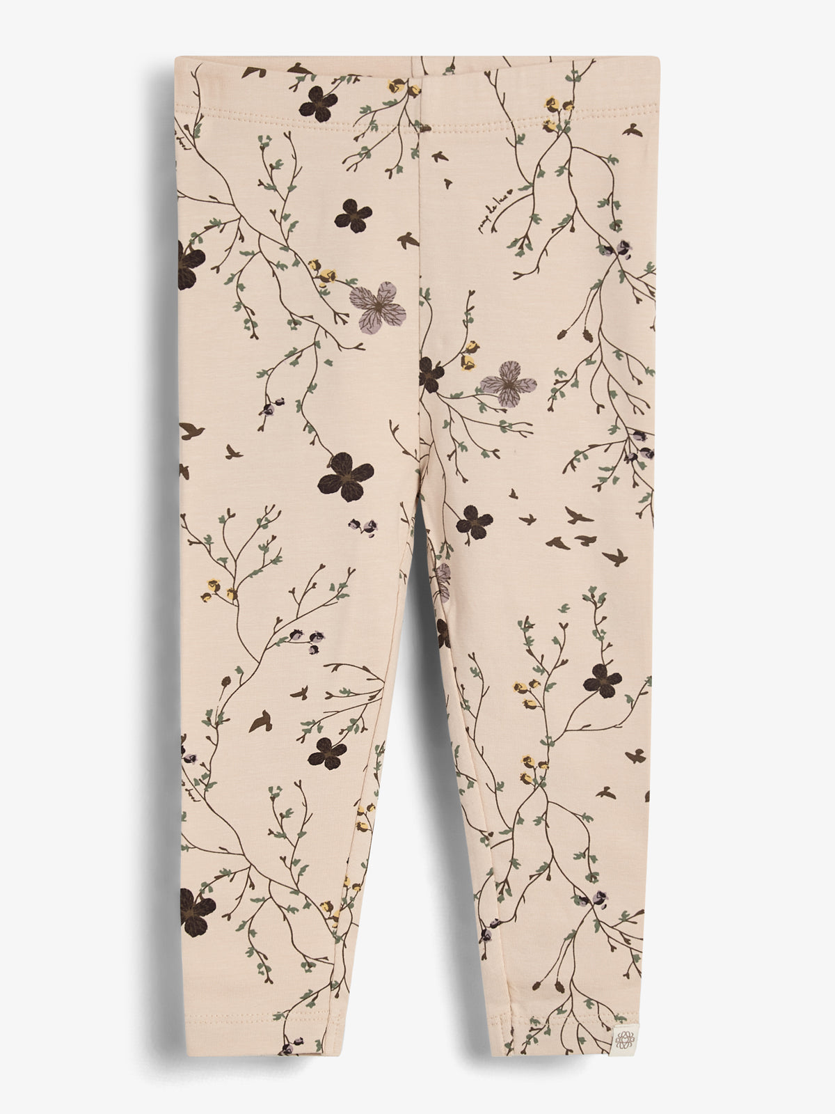 Jersey Leggings w. Floral Print - Little - Moonlight/Purple