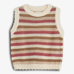 Striped Open-knit Top - Tween - Rose | 100393 Mary