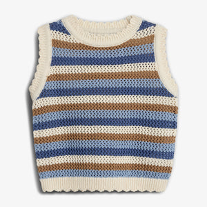 Striped Open-knit Top - Tween - Blue | 100394 Mary