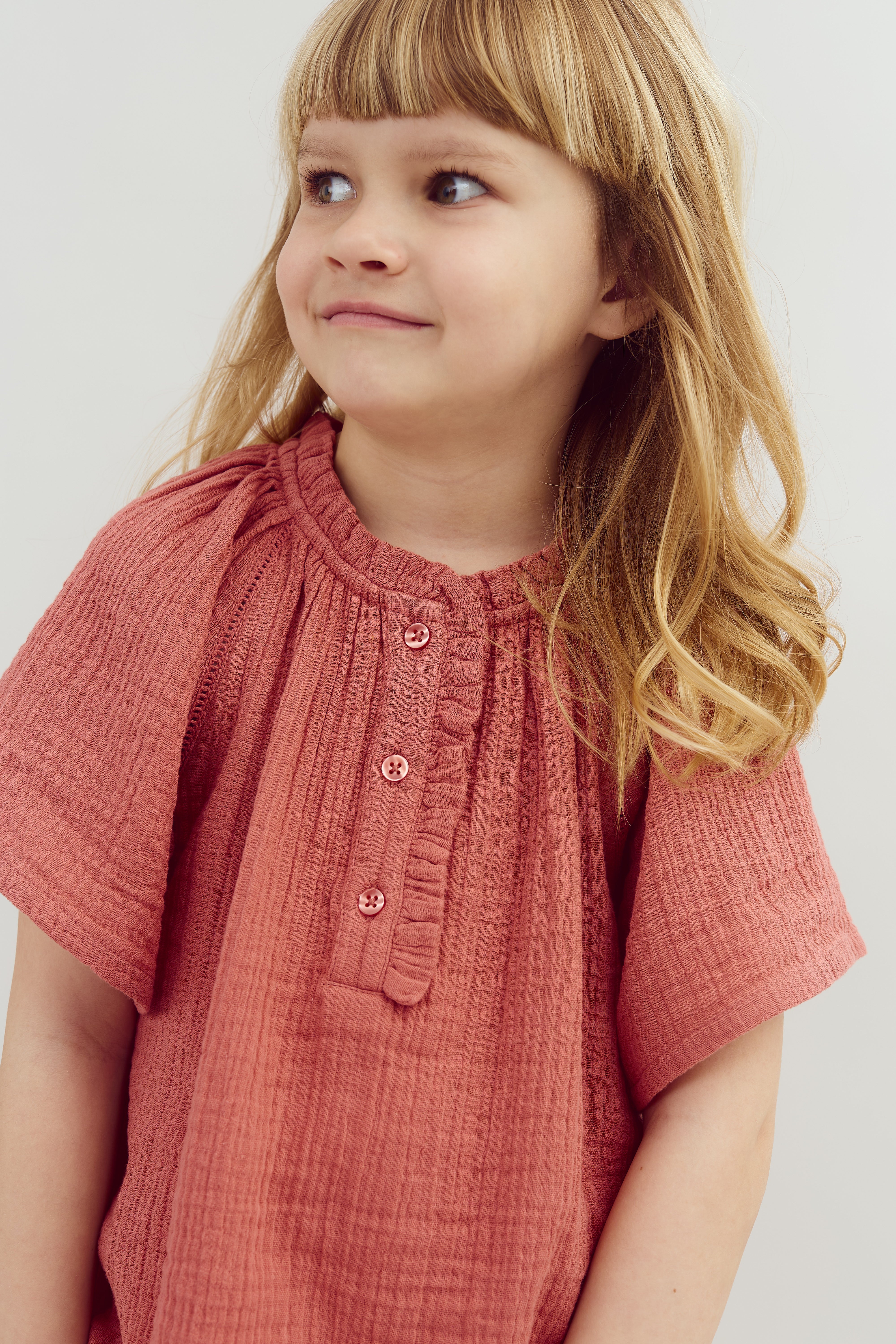 Muslin Placket Blouse - Blush | 100289 Ella