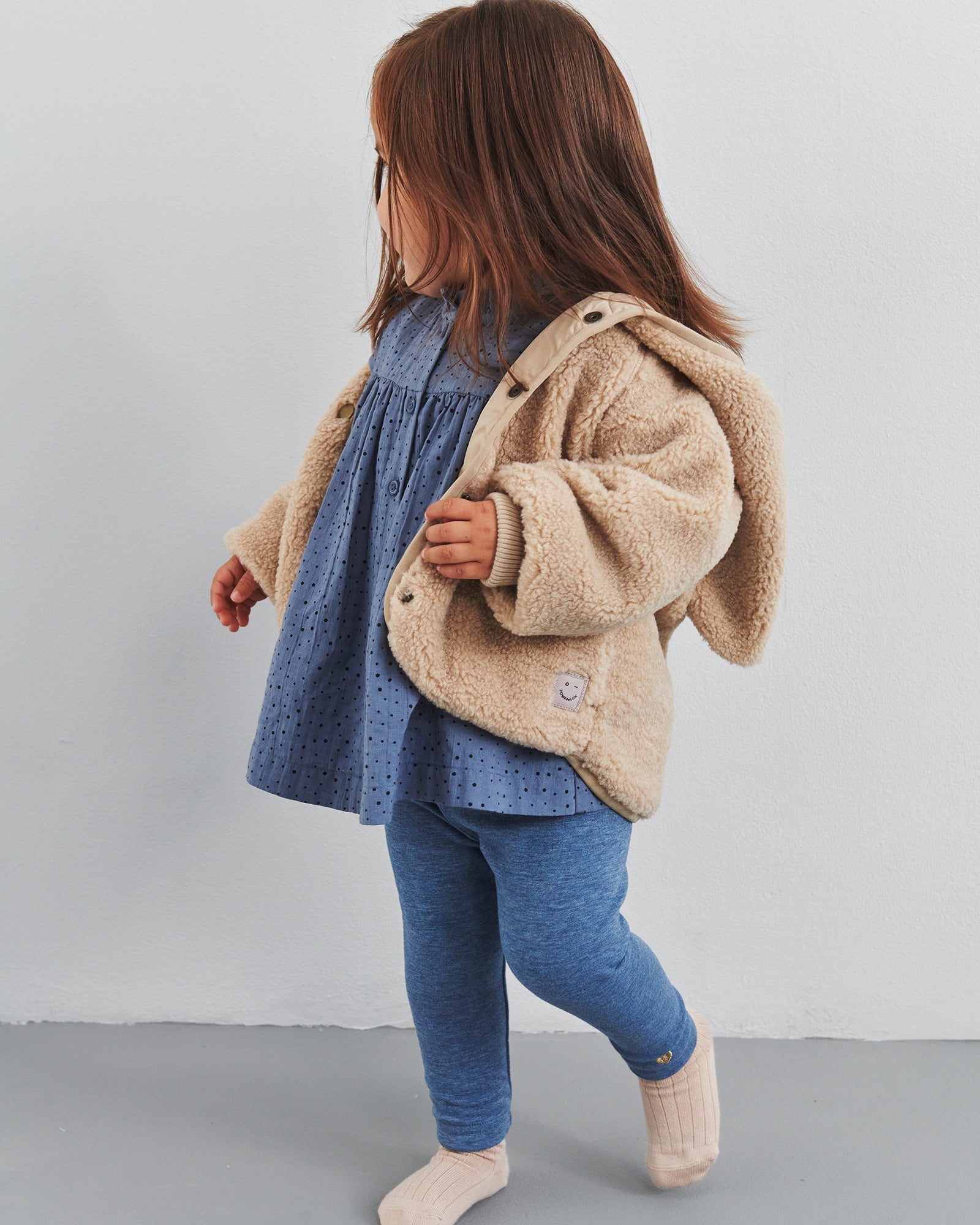 Hooded Teddy Jacket - Little - Beige