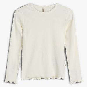 Modal Rib Long Sleeve T-shirt - Off White | 100319 Fiona