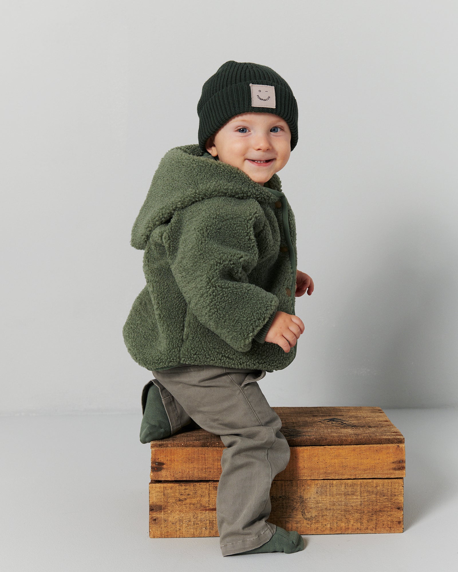 Hooded Teddy Jacket - Little - Green