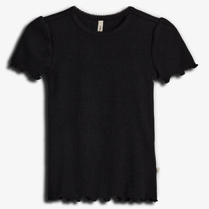 Modal Rib Short Sleeve T-shirt - Black | 100321 Fiona