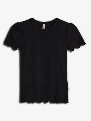 Modal Rib Short Sleeve T-shirt - Black | 100321 Fiona