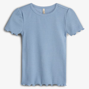 Modal Rib Short Sleeve T-shirt - Blue | 100322 Fiona