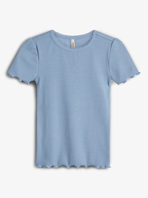 Modal Rib Short Sleeve T-shirt - Blue | 100322 Fiona