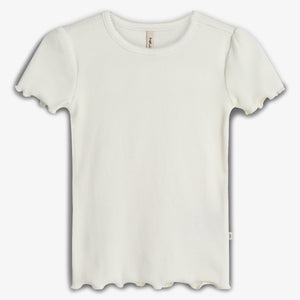 Modal Rib Short Sleeve T-shirt - Off White | 100323 Fiona