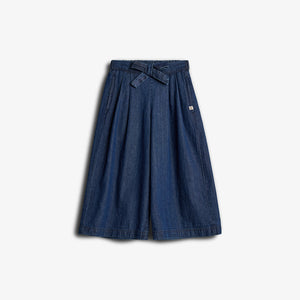 Denim Wide-leg Cropped Trousers - Tween - Dark Blue Denim | 100405 Debbie