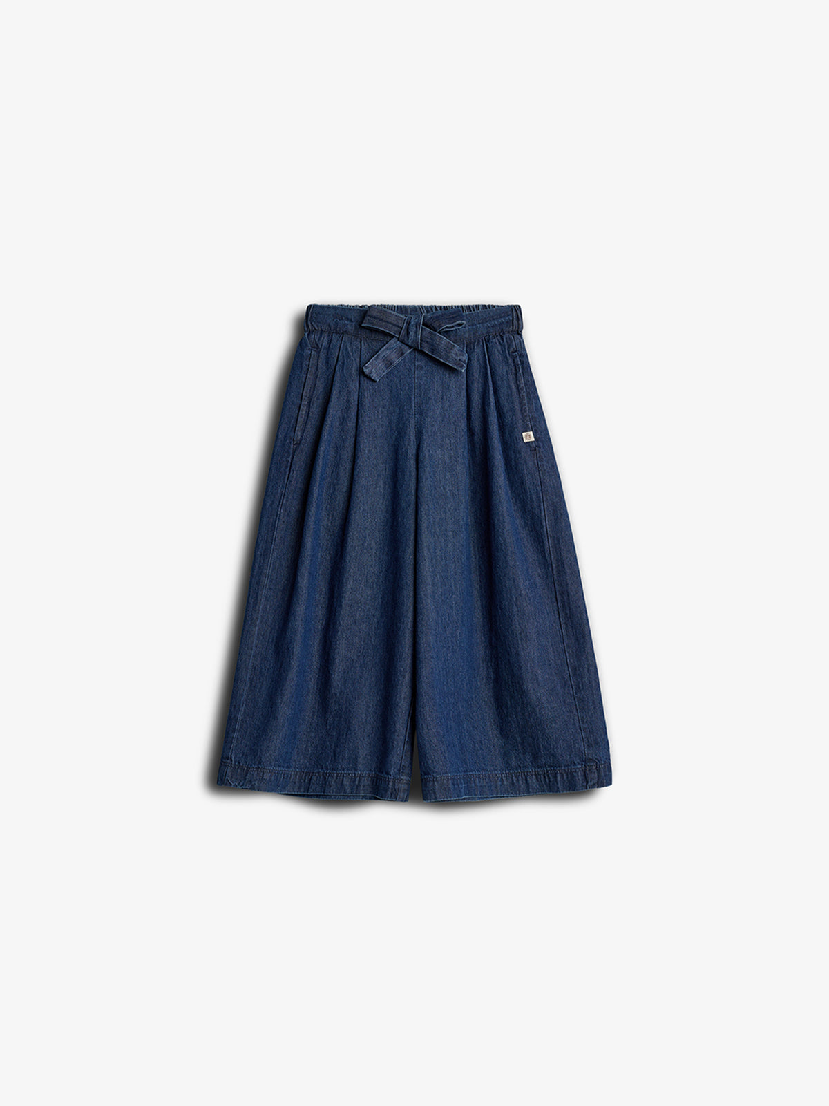 Denim Wide-leg Cropped Trousers - Tween - Dark Blue Denim | 100405 Debbie