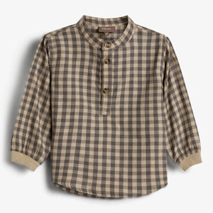 Gingham Cotton Shirt - Little - Grey/Beige