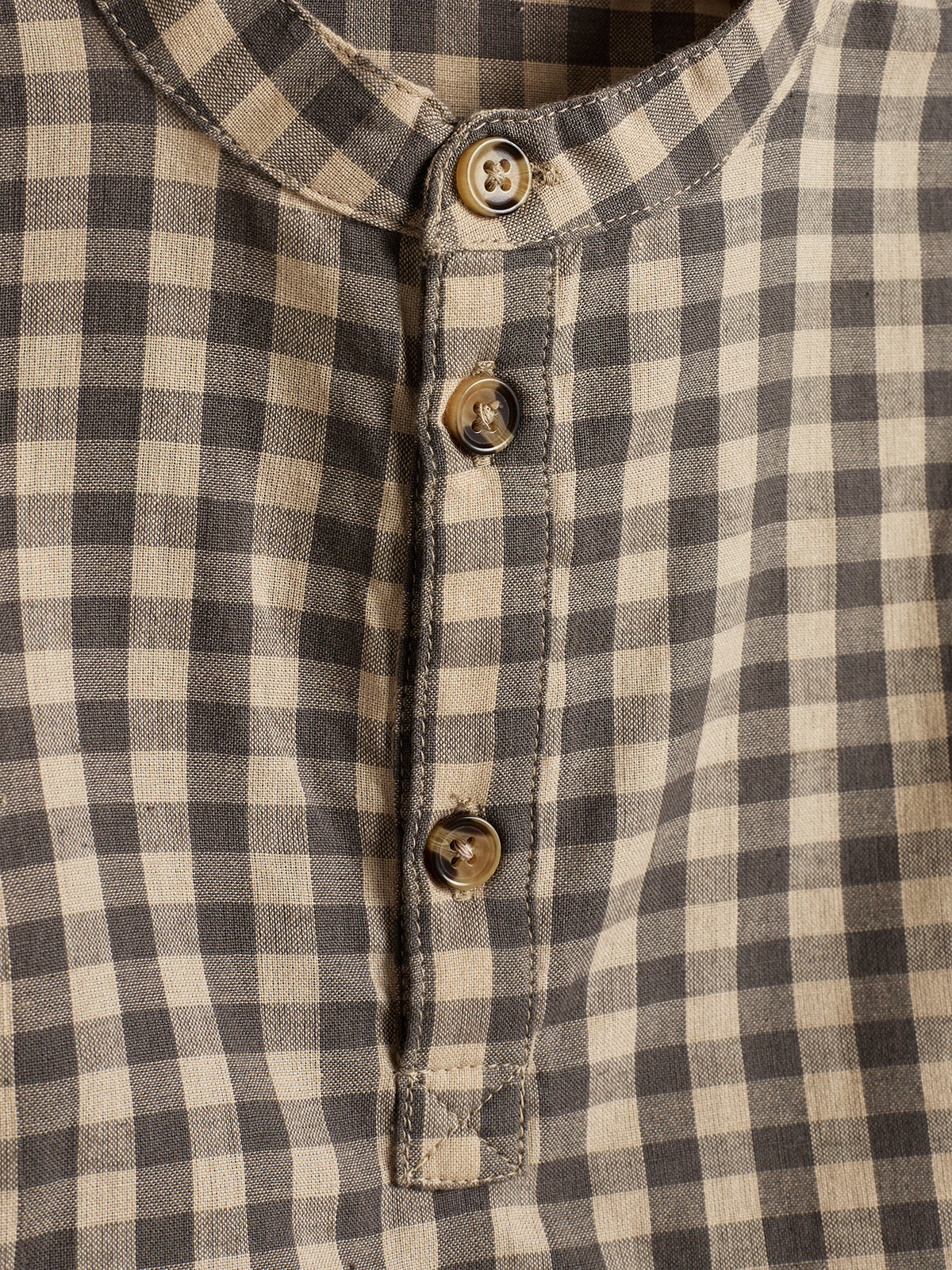 Gingham Cotton Shirt - Little - Grey/Beige