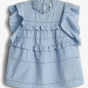 Sleeveless Frill Blouse - Blue | 100484 Frida