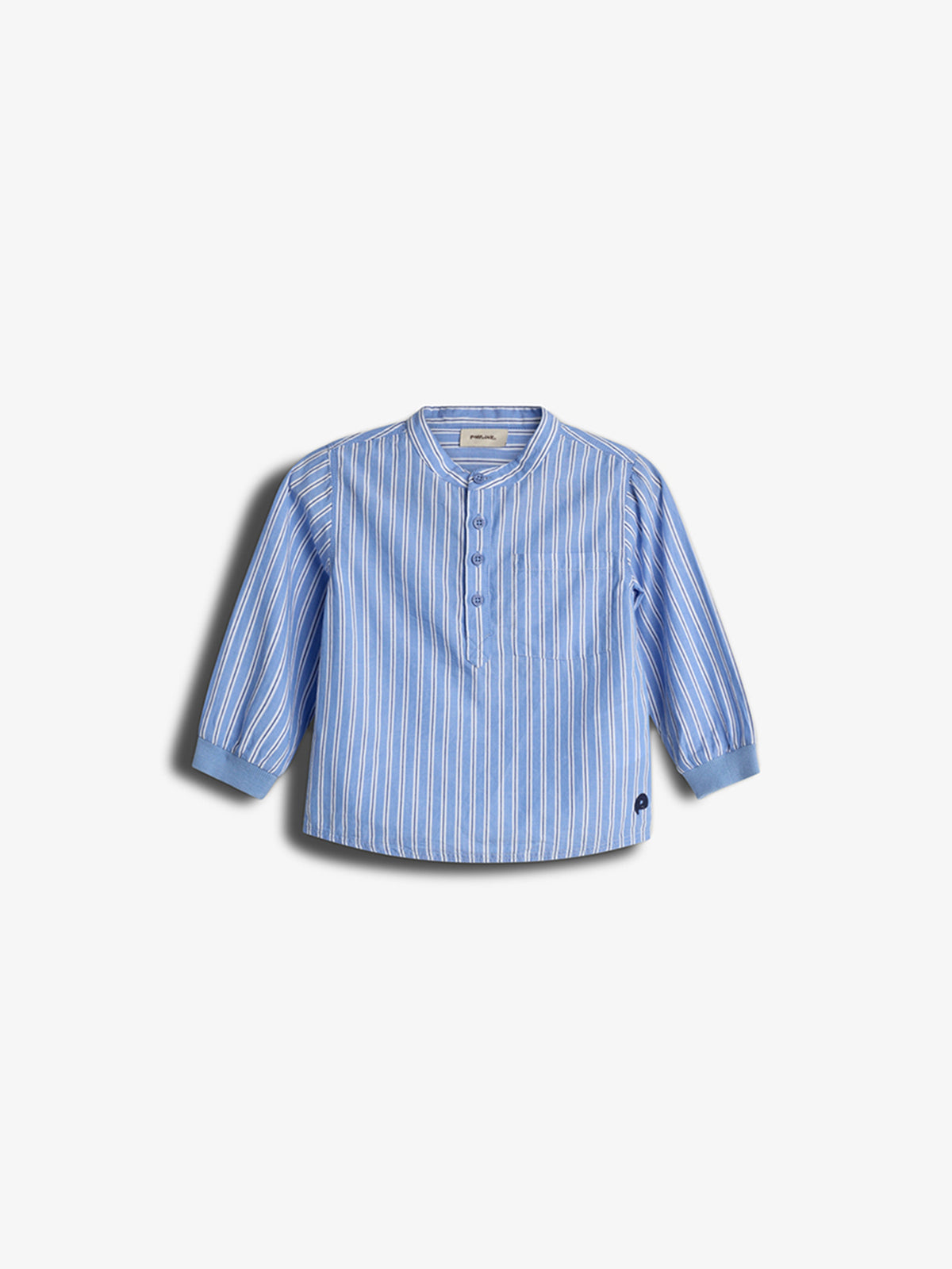 Striped Mandarin Shirt - Kids - Blue Stripe | 100488 Kai