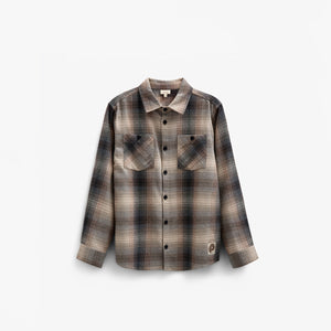 Checked Flannel Shirt - Tween - Brown Navy Check | 100527 Henry