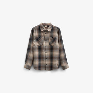 Checked Flannel Shirt - Tween - Brown Navy Check | 100527 Henry