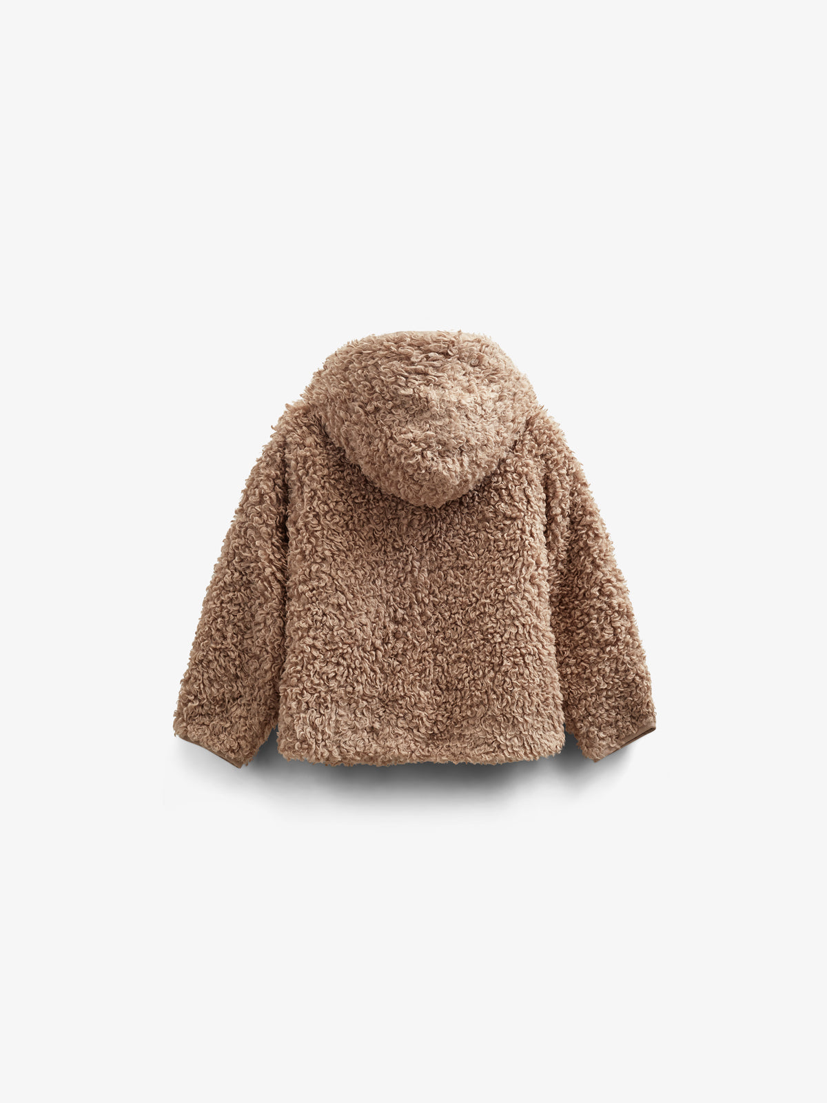 Faux Fur Hooded Jacket with Rib cuff - Kids - Caffe Latte | 100546 Ellie