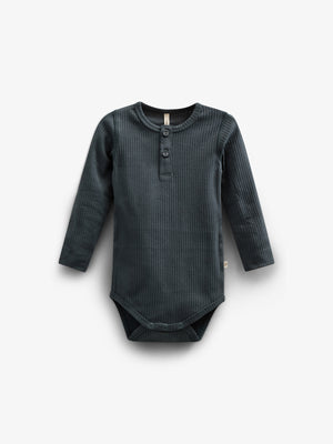 Long Sleeve Cotton Rib Bodysuit - Kids - Forest Green | 100560 Manson