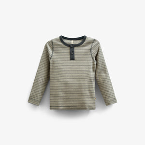 Long Sleeve Cotton Rib T-shirt - Tween - Forest Green Stripe | 100563 Manson