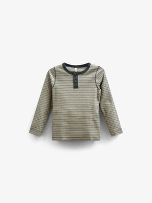 Long Sleeve Cotton Rib T-shirt - Tween - Forest Green Stripe | 100563 Manson