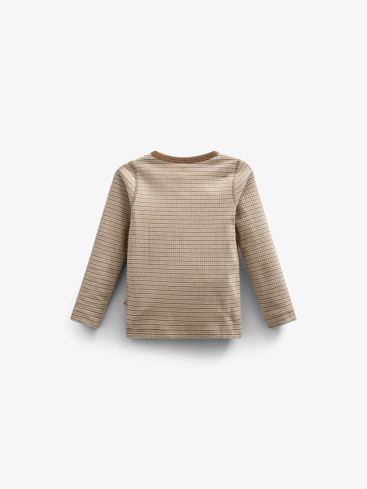 Long Sleeve Cotton Rib T-shirt - Kids - Coffee Stripe | 100564 Manson