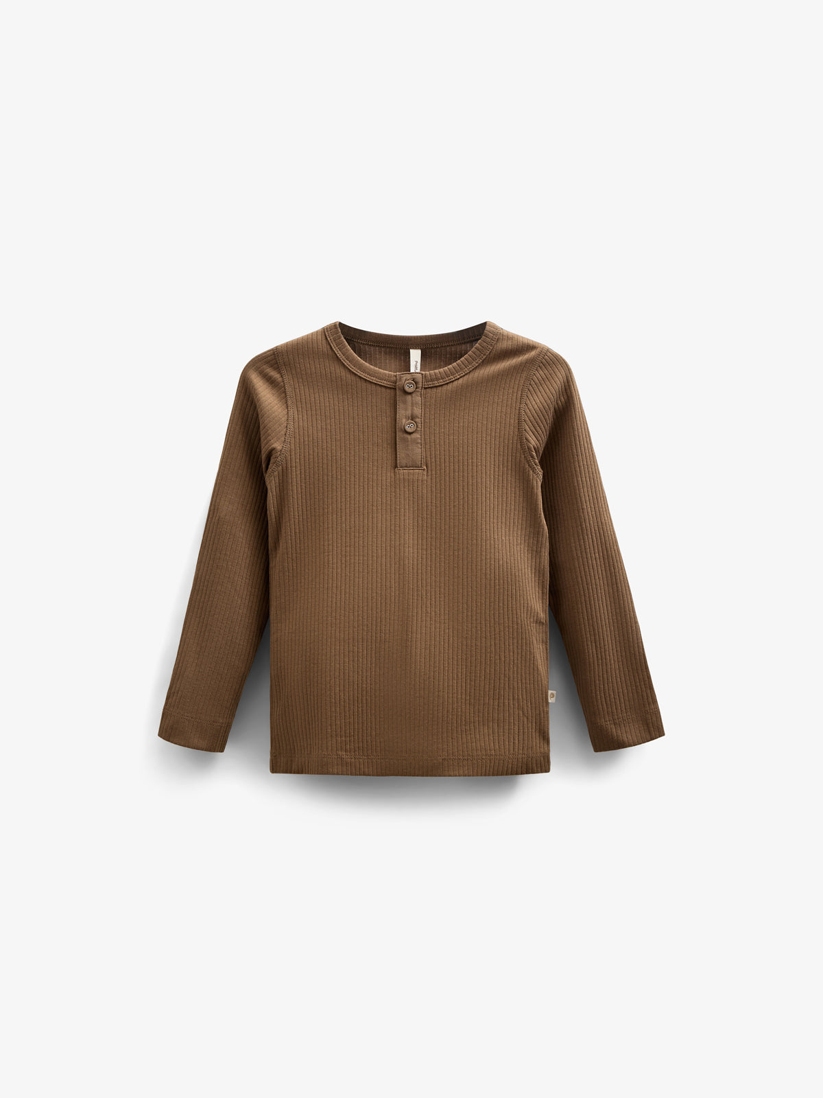 Long Sleeve Cotton Rib T-shirt - Tween - Coffee | 100569 Manson