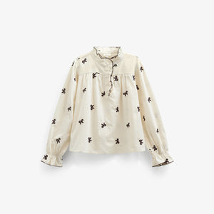 Poplin Blouse with Embroidery - Tween - Off White | 100674 Adison