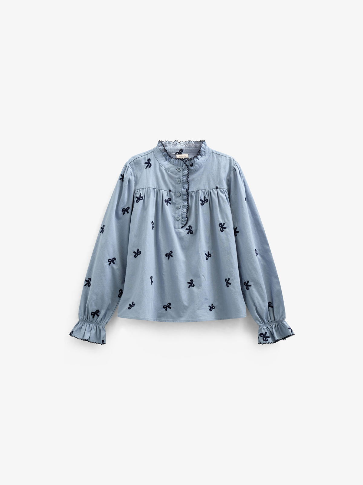 Poplin Blouse with Embroidery - Tween - Blue | 100676 Adison