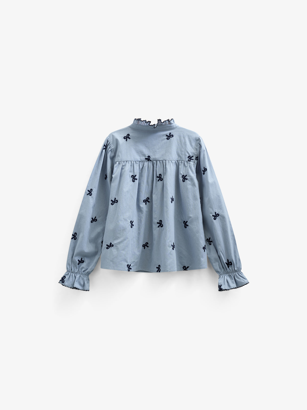 Poplin Blouse with Embroidery - Tween - Blue | 100676 Adison