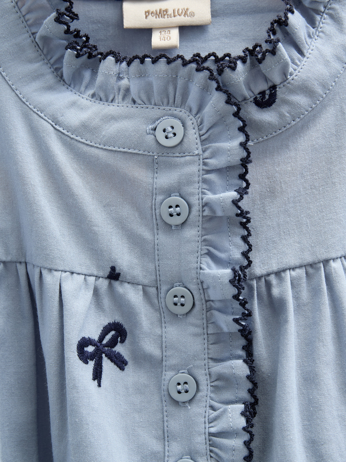 Poplin Blouse with Embroidery - Tween - Blue | 100676 Adison