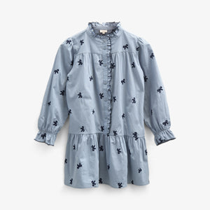 Poplin Dress with Embroidery - Kids - Blue | 100679 Adison