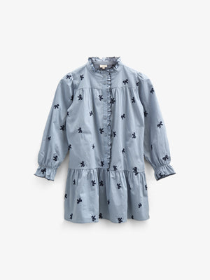 Poplin Dress with Embroidery - Kids - Blue | 100679 Adison