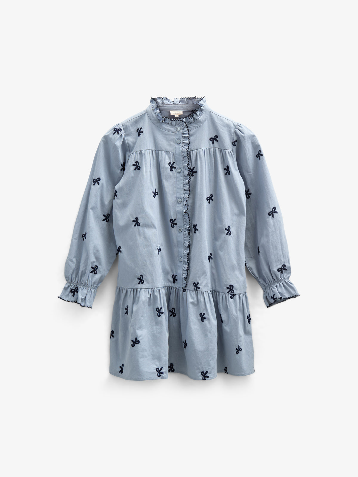 Poplin Dress with Embroidery - Kids - Blue | 100679 Adison