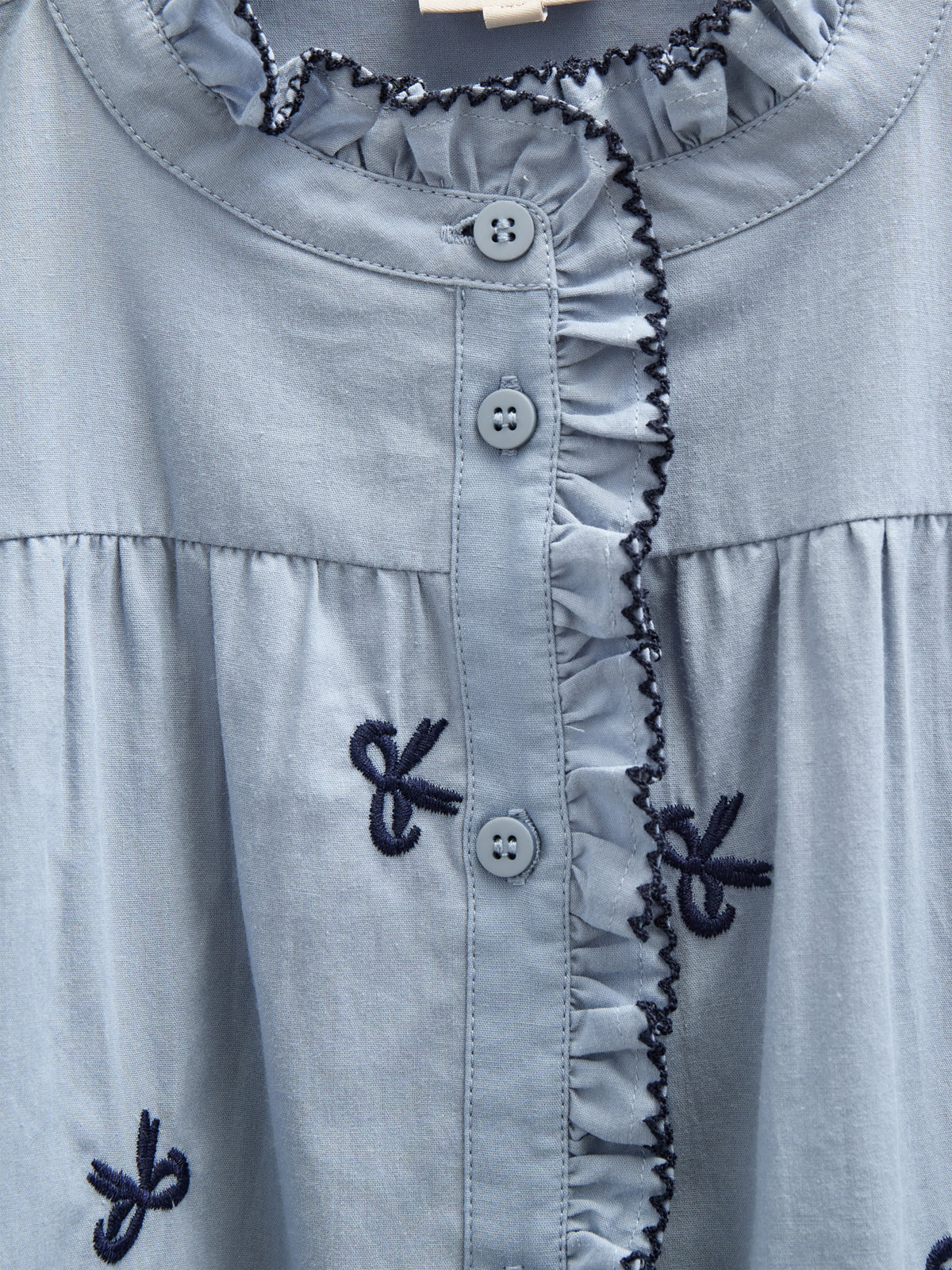Poplin Dress with Embroidery - Kids - Blue | 100679 Adison