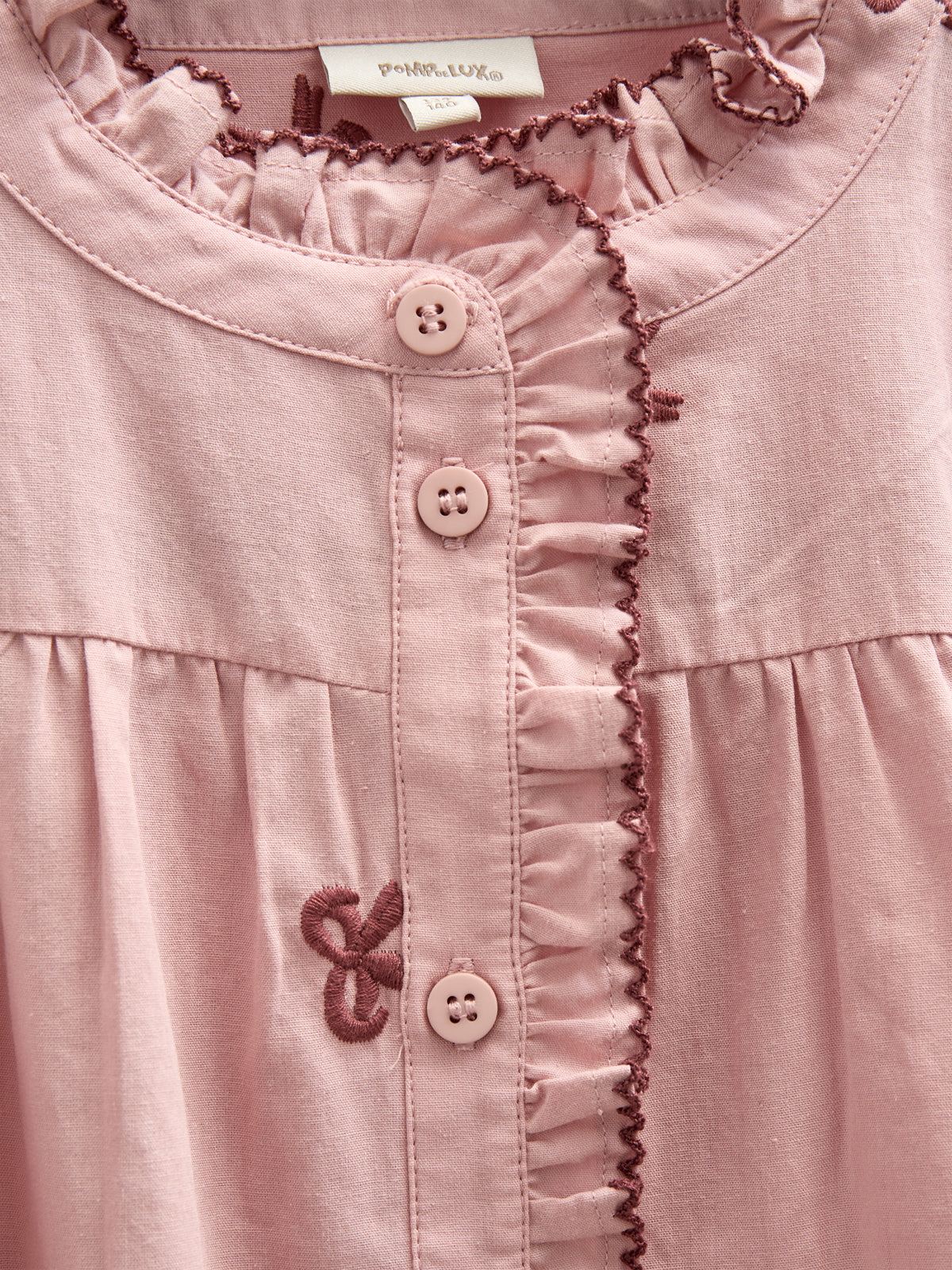 Poplin Dress with Embroidery - Kids - Rose | 100681 Adison