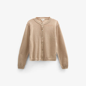Cotton Pointelle Cardigan - Tween - Caffe Latte | 100684 Esme