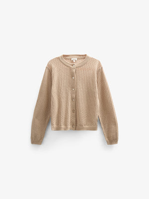Cotton Pointelle Cardigan - Tween - Caffe Latte | 100684 Esme