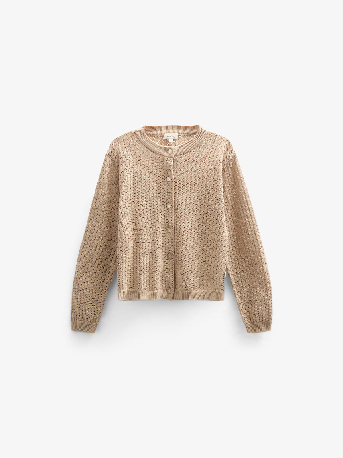 Cotton Pointelle Cardigan - Tween - Caffe Latte | 100684 Esme