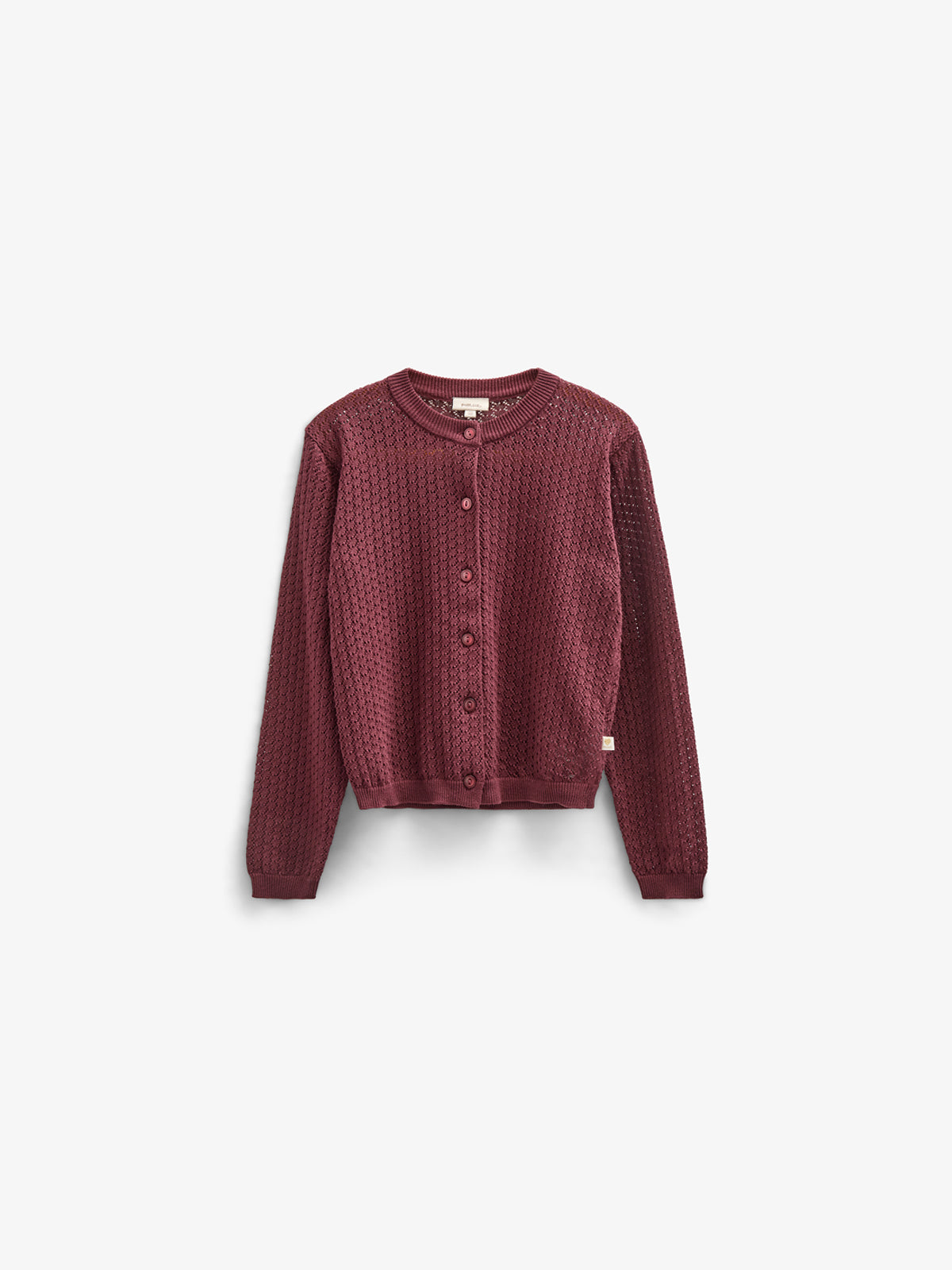 Cotton Pointelle Cardigan - Tween - Burgundy | 100686 Esme