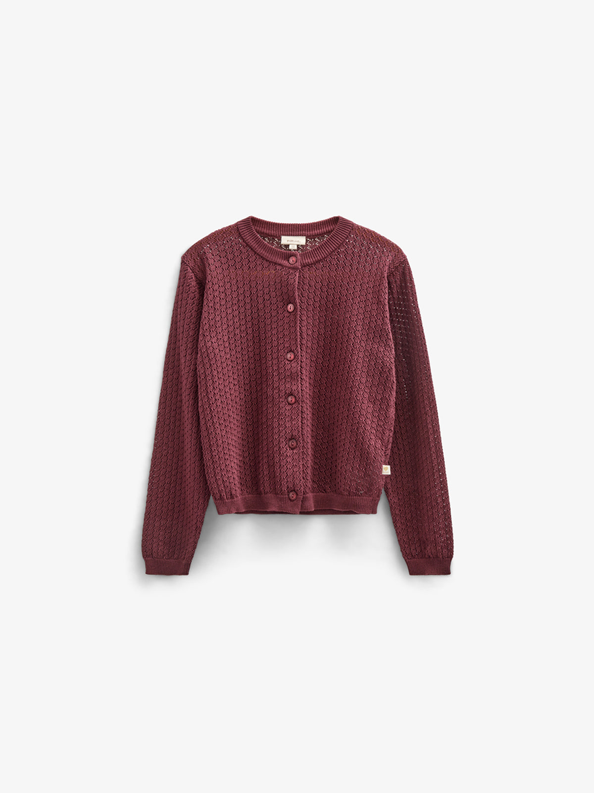 Cotton Pointelle Cardigan - Tween - Burgundy | 100686 Esme