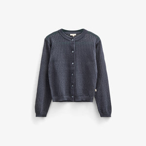 Cotton Pointelle Cardigan - Tween - Navy | 100688 Esme
