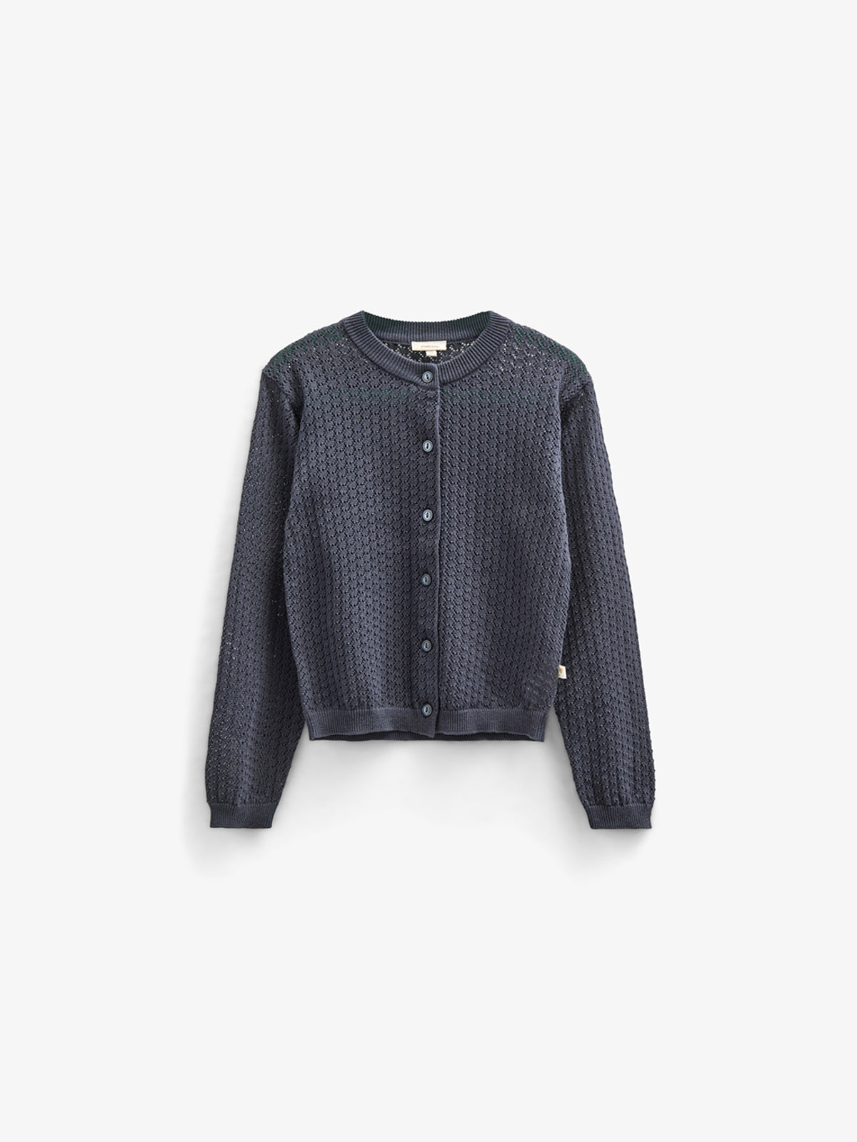 Cotton Pointelle Cardigan - Tween - Navy | 100688 Esme