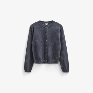 Cotton Pointelle Cardigan - Tween - Navy | 100688 Esme