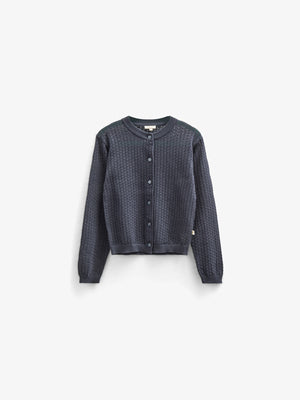 Cotton Pointelle Cardigan - Tween - Navy | 100688 Esme