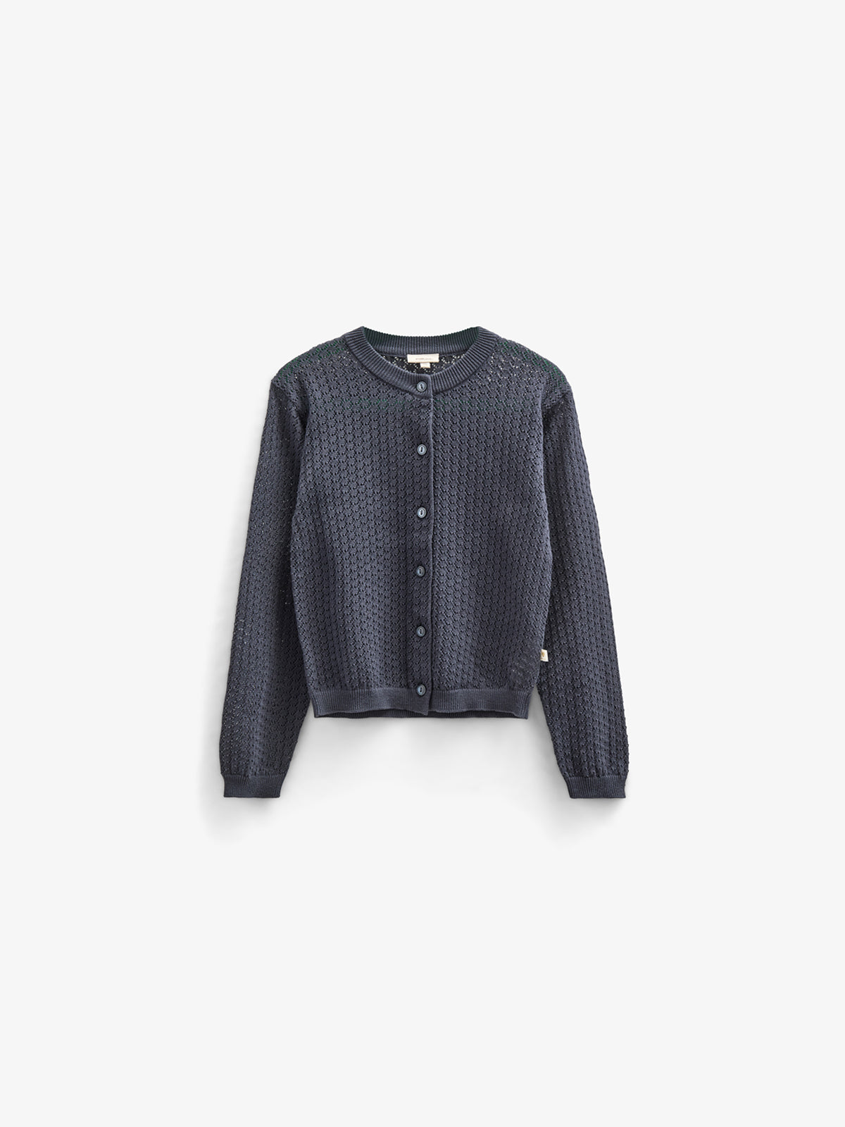 Cotton Pointelle Cardigan - Tween - Navy | 100688 Esme