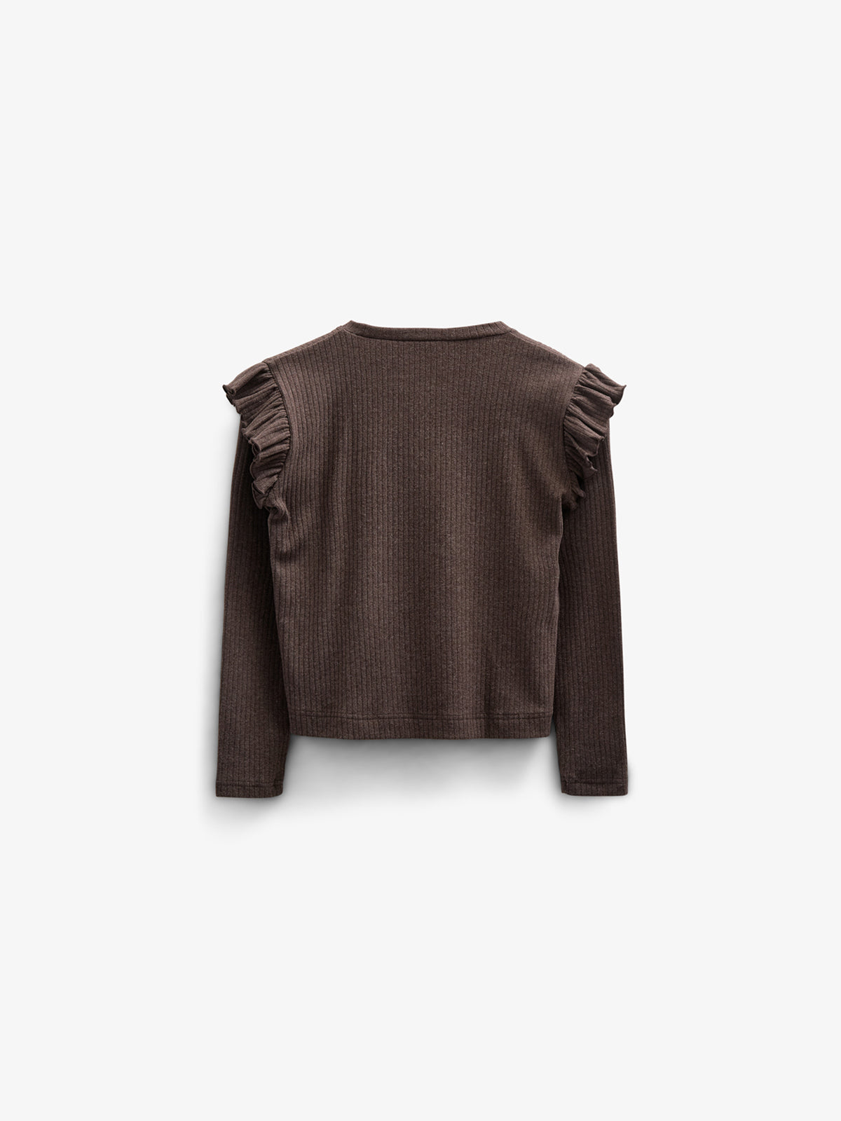Soft Rib Frill Blouse - Tween - Chocolate Melange | 100695 Alana