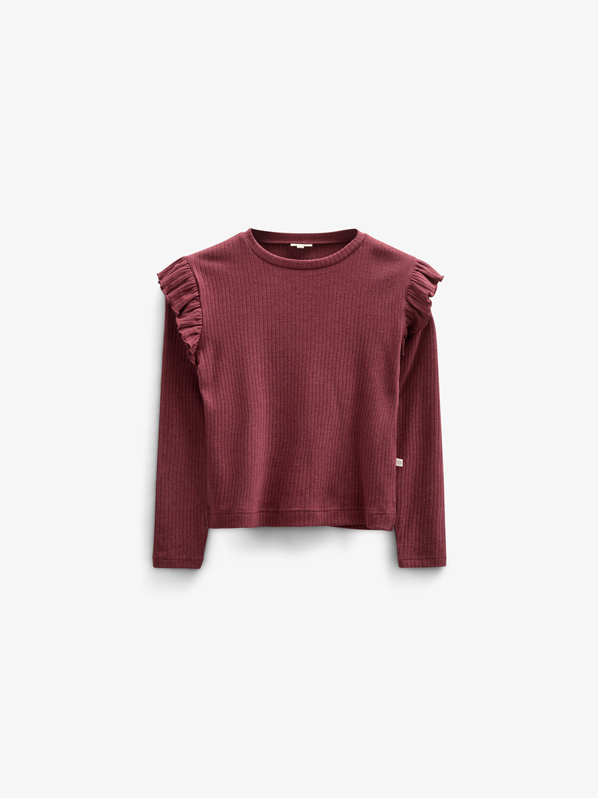 Soft Rib Frill Blouse - Tween - Burgundy Melange | 100696 Alana