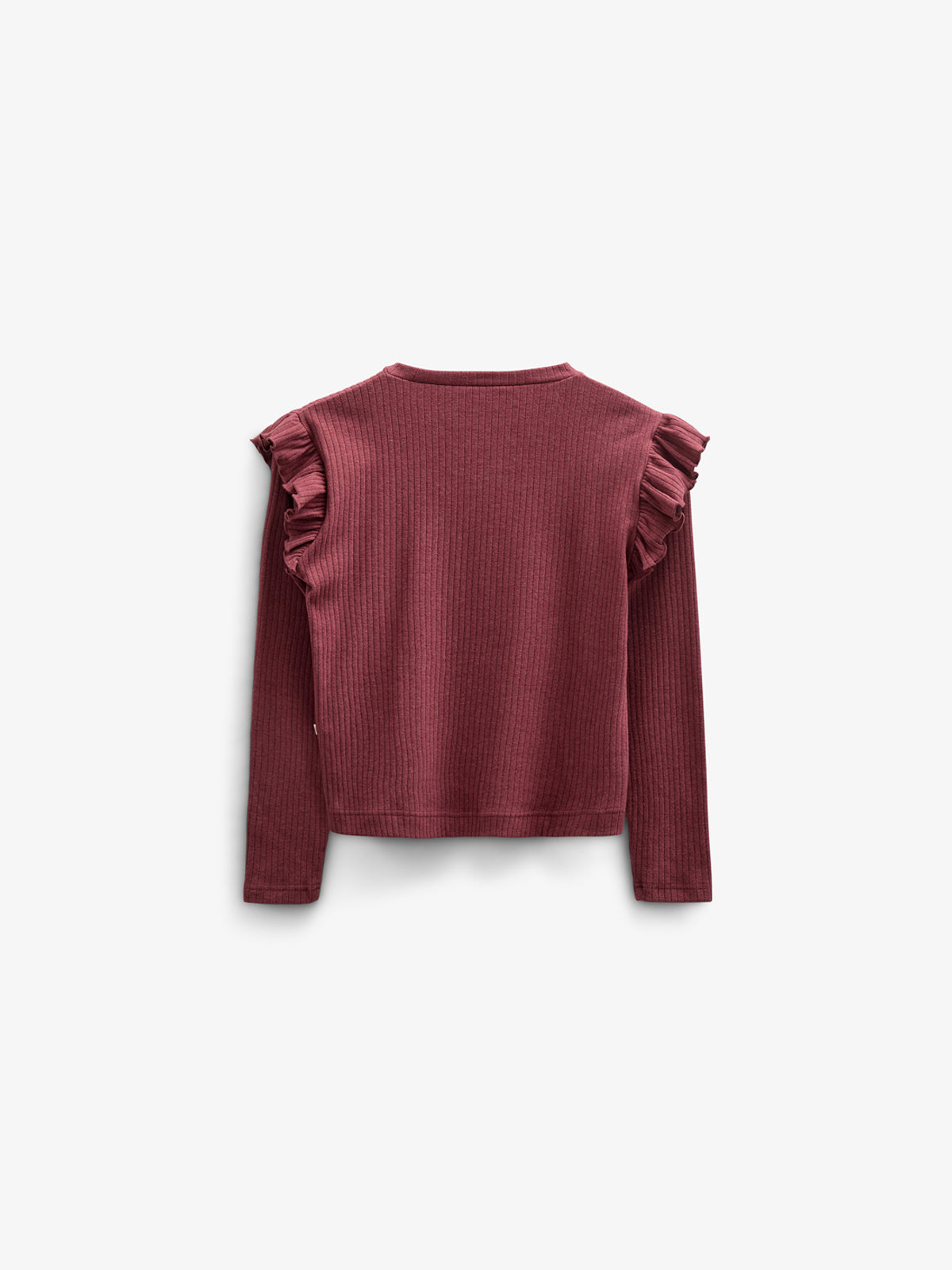 Soft Rib Frill Blouse - Tween - Burgundy Melange | 100696 Alana