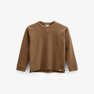 Textured Long Sleeve T-Shirt - Tween - Coffee | 100706 Malthe